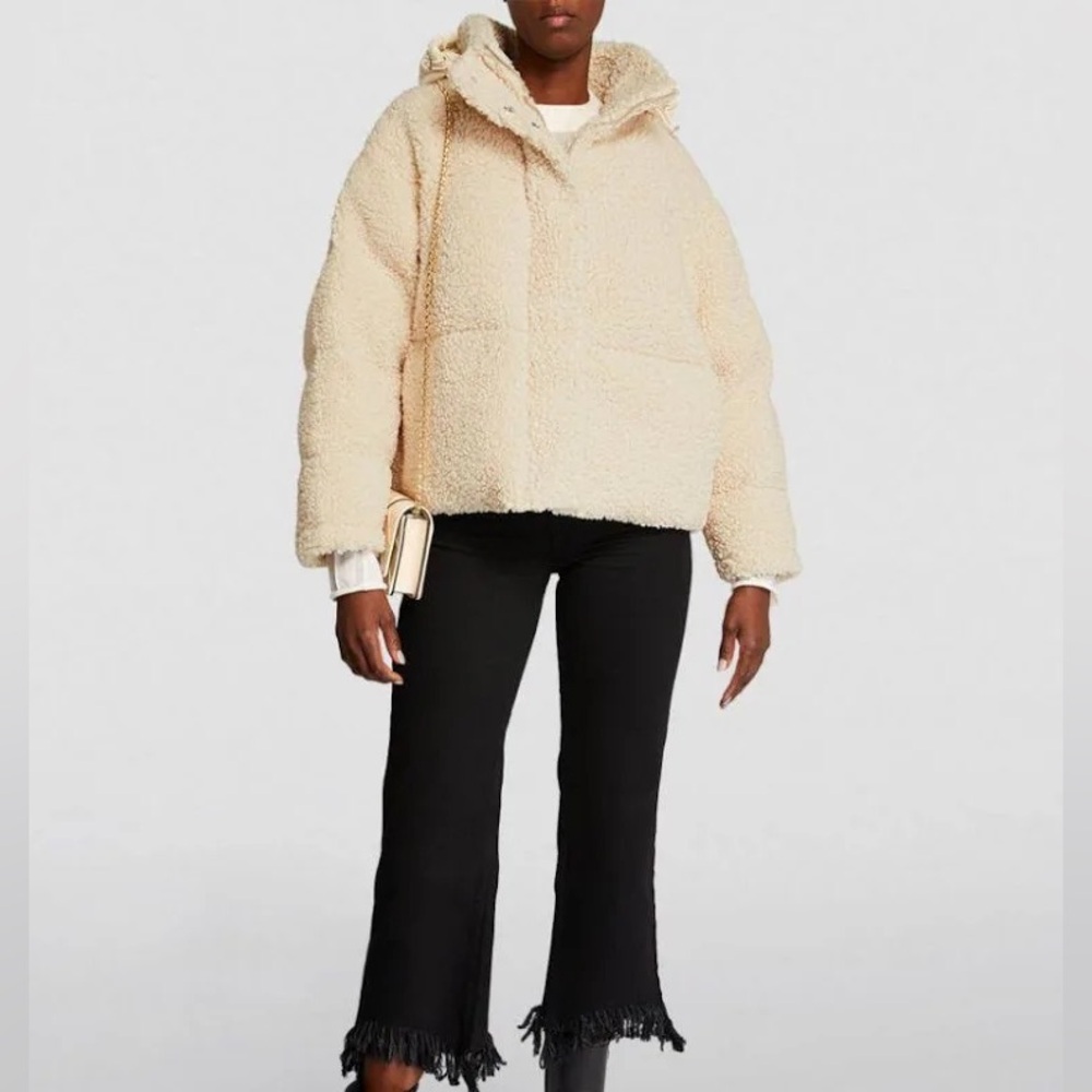 Maje Groom Faux Fur Puffer Coat In Natural sz. M